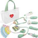 Liberry Doctor Kit for Toddlers 3-5 Years Old, 18-Piece Doctor Bag Pretend Play Toys, Durable Medical Kit with Toy Stethoscope, Green Birthday Gift for Kids