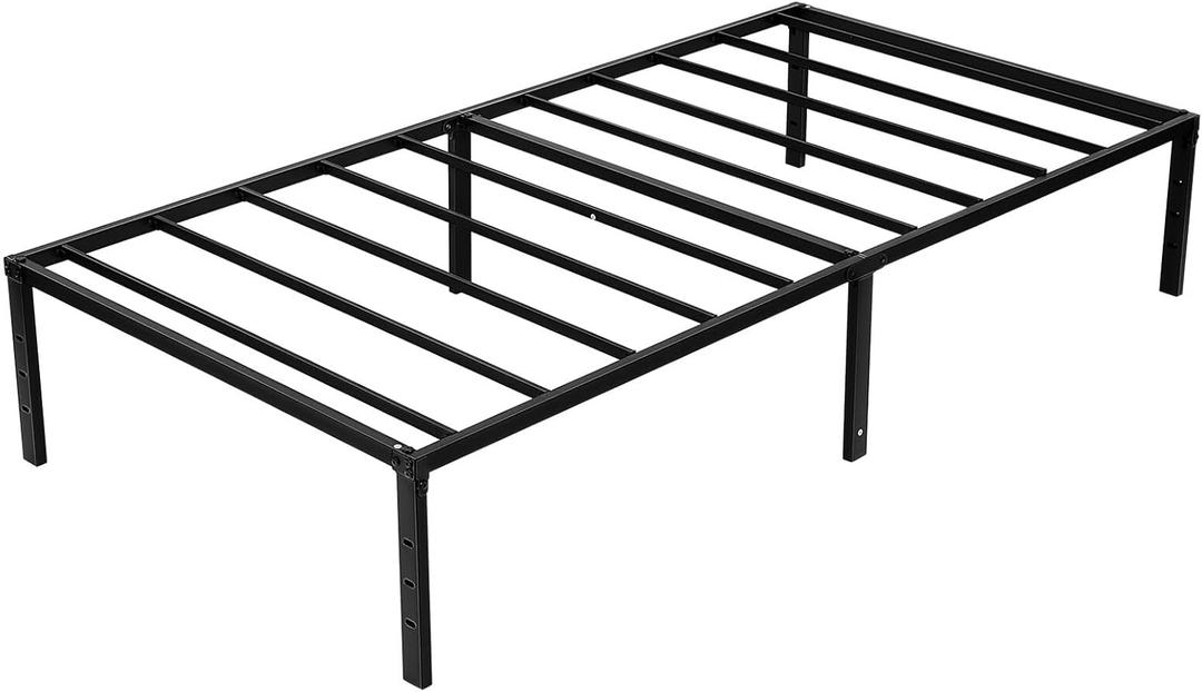 Heavy Duty Twin Bed Frame Metal Platform with Ample Underbed Storage Pre-drilled Headboard Compatible Easy Assembly Sturdy Steel Construction for Apartments and Spaces Black