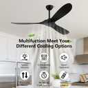 60'' Outdoor Ceiling Fan without Light,Large Airflow with 3 Solid Wood Blades,Black Ceiling Fan with DC Reversible and Silent Motor for Porch,Living Room,Garage.
