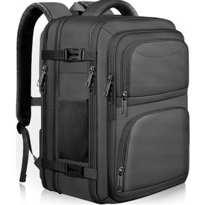 Travel Backpack for Women, 52L Carry On Backpack, Extra Large Expandable Travel Bag, 18.4 Inch TSA Flight Approved Luggage Business Daypack with USB, Teacher Traveling Rucksack, Black