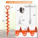 FEED GARDEN Ground Anchors Screw in Heavy Duty, 4 Pack 15 Inch Spiral Earth Anchors for Trampoline Anchors High Wind, Swing Set Anchors, Tent Stakes, Dog Tie Out & Canopy Stability, Orange, 4 Pack