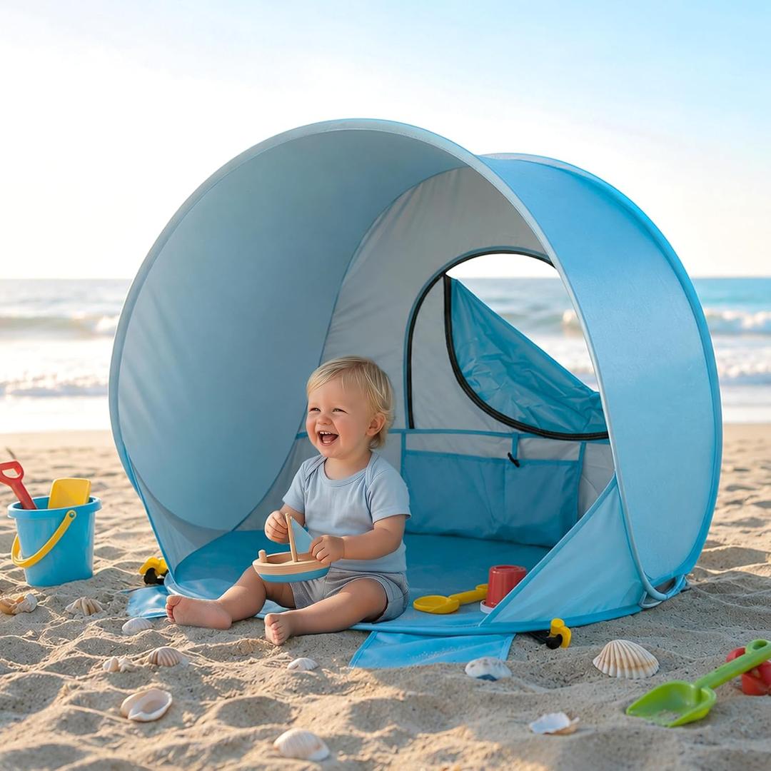 Baby Beach Tent, Easy Pop Up Baby Tent with UPF 50+ Sun Protection, 32.7 x 28.5 x 30.7 inches