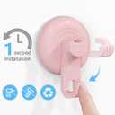 3 x Suction Cup Hooks for Shower, Powerful Vacuum Suction Cup Hook for Towel, Robe, Loofah, No Hole Punched, Reusable Bathroom Towel Hooks, Pink, 2 Pack