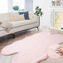 Pink Fluffy Shag Carpet Faux Bunny Washable Plush Fur Area Rugs for Bedroom 4x6 Nursery Rug for Living Room