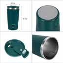 Self Stirring Coffee Mug - Rechargeable Stainless Steel Auto Self Mixing Cup with Lid, 400ml/13.5oz Coffee Travel Mugs To Stir Coffee, Mixed Milk, Tea for Women Men Office Car Use (Dark Green)