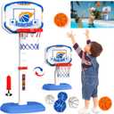 M SANMERSEN Toddler Basketball Hoop Indoor, Mini Height Adjustable Kids Basketball Hoop with 6 Balls, Outdoor Basketball Pool Games Toys Gifts for Baby Boys Girls Ages 1-3 2-4 4-8 Birthday Gifts