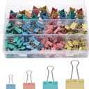 180 Pack Colored Binder Clips Bulk, 4 Size Assortment Includes Large, Medium, Small, Mini Metal Clips (1.26, 1, 0.75, 0.6), Heavy-Duty Metal Paper Clamps for Office & School Supplies