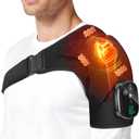 Cordless Shoulder Heating Pad with Massager, Portable Shoulder Massager Wrap with 6 Timer & 3 Vibration with 6 Heat & Timer Modes Warmer for Men Women