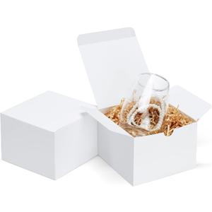 Eupako White Gift Boxes 5x5x3.5 25 Pack Kraft Paper Gift Boxes with Lids for Crafting, Gifts, Wedding, Birthday, Party, Cupcake (5x5x3.5"_25 Pack_White)