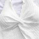 QJQ Women's Halter Tops Twist Front Slit Backless Cute Summer V Neck Tank Top Vacation Outfits (White)