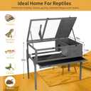 GEGURI Tortoise Habitat Indoor & Outdoor, Wooden Tortoise House with Detachable Legs, Reptile Cage for Small Animals