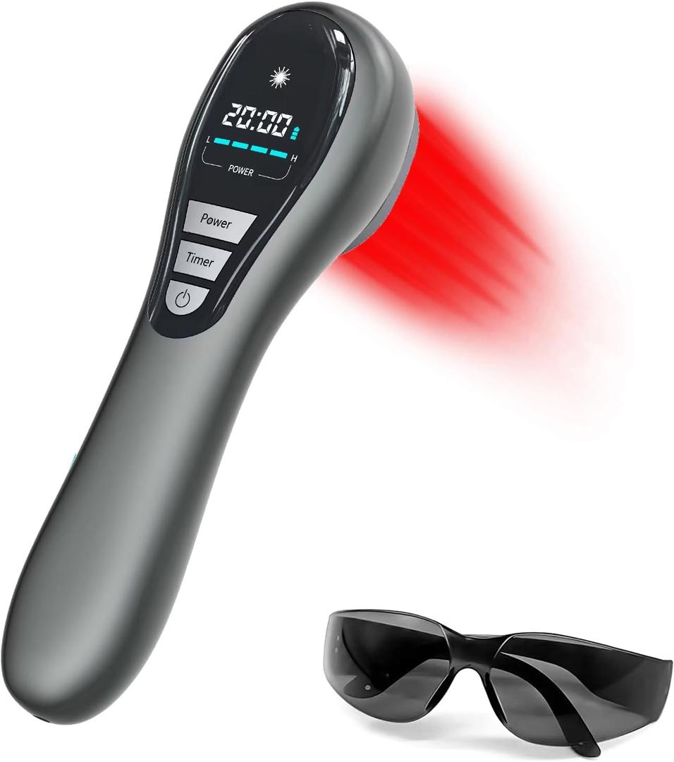 Red Light Device for Body, Near Infrared Light Wand for Joint Muscle Reliefwith LED Display (14 x 650nm+3 x 808nm)-Iron Grey