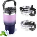 20oz Tumbler with Handle and Flip Straw Lid Double Wall Insulated Travel Coffee Mug Stainless Steel Vacuum Coffee Tumbler Cup for Hot and Cold Drinks Leak-proof&BPA-free20oz,Light purple Navy blue