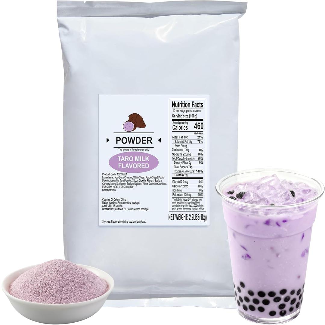 Soeos Taro Flavored Powder, 2.2 lbs (1kg)  Instant Bubble Tea Mix with Creamer & Sugar, Easy to Prepare, Perfect for Boba Drinks & Desserts (35.2 Ounce (Pack of 1))