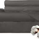 ROYALE LINENS 300 Thread Count 100% Long Staple Combed Cotton Sheet Set - 4 Piece Queen Bed Sheets - 1 Fitted, 1 Flat & 2 Pillow Cases - Soft Cool & Crisp Sheet Set (Queen, Grey)