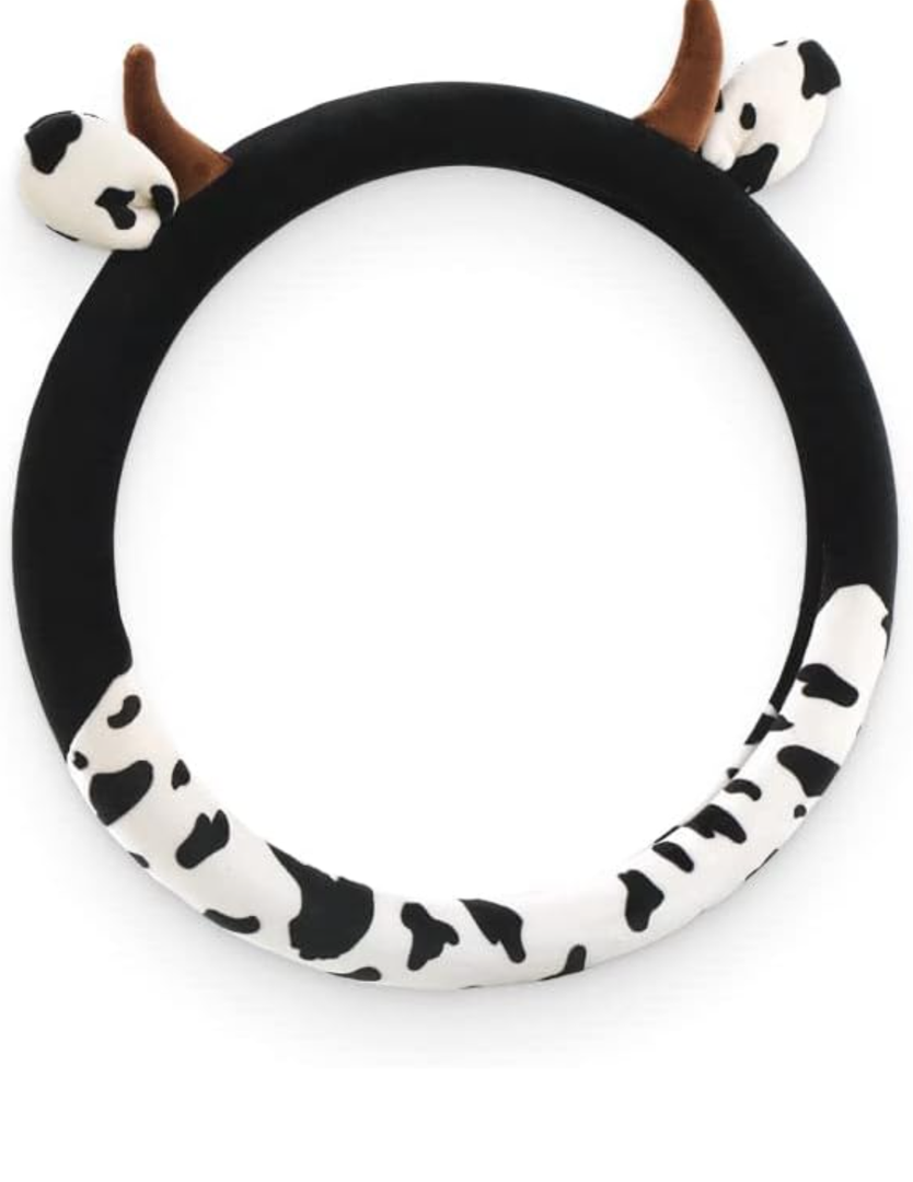 Cloth Cow Design Steering Wheel Cover
