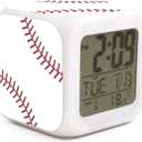 Baseball Ball Alarm Clock for Kids Boy Girl 7 LED Color Changing Wake Up Clock Home Decor Bedroom Digital with Temperature Display (Basketball Theme)