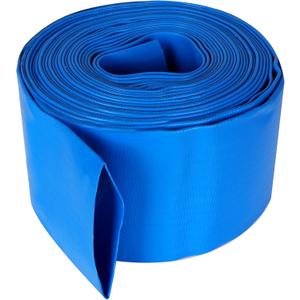 Flat 5" wide and fits 3" diameter water pipes, 34.5 feet (10.5 m) long, Heavy Duty PVC Discharge Hose Reinforced Pool Backwash Hose, Weather Resistant Flat Drainage Hose for Water Transferring (Blue)