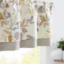 jinchan Linen Valance Double Layer Kitchen Window Curtain Yellow Leaf on Beige Valance for Living Room Cafe Farmhouse Room Darkening Rustic French Country Curtain 18 Inch Rod Pocket 1 Panel