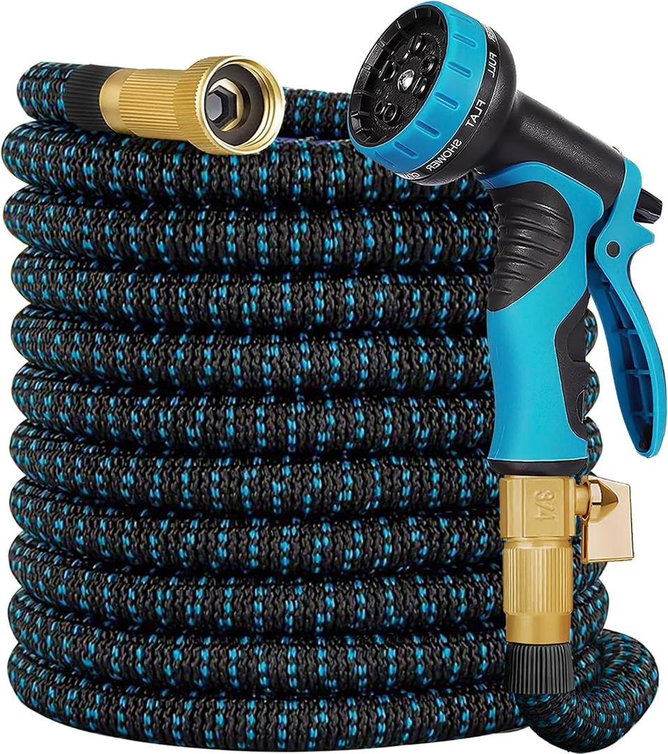 Expandable Garden Hose 150 ft with 10 Function Nozzle Sprayer, Lightweight & No-Kink Flexible Water Hose with Durable Collapsible Latex Core & Solid Brass Fittings, 150ft Retractable Stretch Hose