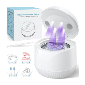 Dental Ultrasonic Retainer Cleaner Machine: 45kHz Dental Cleaning Pod with Digital Timer & 200ML, Deep Cleaning for Dentures, Mouth Guards, Aligners, Night Guards, Braces, Toothbrush Heads & Jewelry