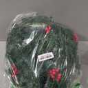 Christmas Garland with Lights, 9ft 30LED Battery Operated Garland Decorated with Pine Cones, Berry, Artificial Snowy Pine, Indoor & Outdoor Xmas Garland for Stairs Fireplace Door Fences