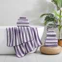 12 Pcs Purple White Diamond Towel Set-4 Bath Towels,4 Hand Towels,4 Washcloths Soft Polyester Bath Sheet with Loop Absorbent Shower Towel Quick Dry Beach Chair Towel Family Towels for Bathroom Spa Gym