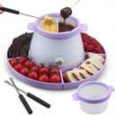 Electric Fondue Pot Set with 2 Pots, Candy & Chocolate Melting Pot, Melting Chocolate Warmer for Dipping, Fondue Pot Electric Set, Fondue Forks Included, 2.5 Cups, Lavender