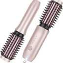 Cordless Curling Iron Brush, 3-in-1 Portable Curling Iron, 2024 New Hair Straightener Comb, 7000Mah USB Rechargeable Travel Hair Curler for Women, Pink