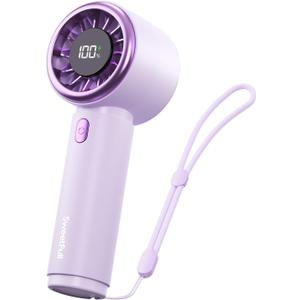 SWEETFULL Mini Fan Portable - Cute Handheld Turbo Fan with Rechargeable Battery, 5 Speeds, Small Hand Personal Travel Essentials for Women, Girls, Kids, Lash, Makeup - Purple
