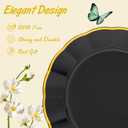 EI 150pcs Black Plastic Plates,Black and Gold Fancy Plate,Gold Plastic Silverware,Black and Gold Dinnerware Set,Premiun Heavy Duty Taleware,Perfect for Party,Wedding,Christmas,New Year