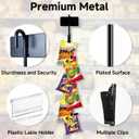 Chip Hanger Strips Hooks Display Hanging 16.5" with 6 Chip Greeting Card Party Merchandise Vendors Potato Bag Holder Snack Candy Portable Retail Organizer Storage Metal with Label Header 4 Pack