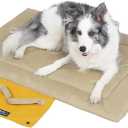 Outdoor Foldable Dog Mat Durable Teflon-Coated Oxford Material Waterproof Thin Dog pad Travel-Friendly Machine Washable Design for Camping/Car (Khaki, Large (51.2 * 36.6 * 2 in))