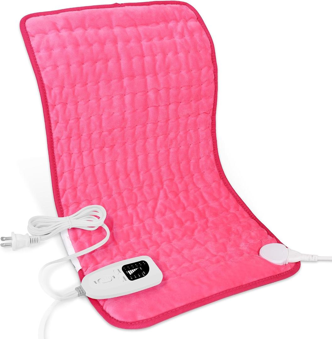 Deepsoon Heating Pad,Electric Heating Pads for Back,Neck,Moist Heating Pad for Abdomen Shoulder Knee Legs,Dry/Moist Heat&Auto Shut Off,Mother's Day Birthday for Men and Women,Fuchsia,24x12 Inch