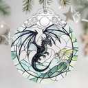 Christmas Ornament, Stained Glass Ornament, Christmas Ornaments for Tree, Hanging Ornaments for Home Decor & Xmas Decorations Holiday Decor, Gift Ideas, Perfect Holiday & Xmas Gifts - Fantasy Dragon