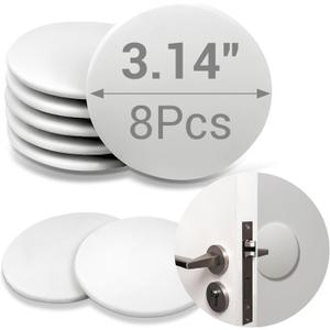 Home Wall & Door Handle Stopper 3", Set of 8, White