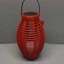 LED Lantern with LED Candle , Garden Lantern for Outdoors, Solar Lights for Outdoors, Includes Solar Module and Battery, Party Decoration, Red