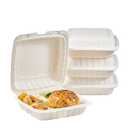 FULING 9X9 3 Compartment 50-Pack Plastic Clamshell Take Out Food Containers, Heavy Duty Disposable To-go Box For Cake, Sandwich, Salad, Dessert