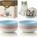 10 Pack Cat Bowls, Whisker Friendly Kitten Dishes, Durable Wheat Straw Cat Food Bowls for Indoor Outdoor Cats