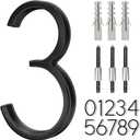 5" Stainless Steel Floating House Number, Metal Modern House Numbers, Garden Door Mailbox Decor Number with Nail Kit, Coated Black, 911 Visibility Signage (3)
