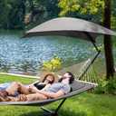 SUNCREAT Hammocks for Outside with Stand, Porch Hammock and Stand, 475 lbs Capacity, Patent Pending, Light Gray