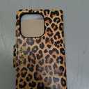 Toycamp for iPhone 14 Pro Wallet Case with Wrist Strap - Leather Flip Folio Phone Case with RFID Blocking 4 Card Holder for Apple for iPhone 14 Pro Funda Cute Aesthetic for Women Ladies, Leopard Print