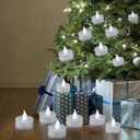 2 x YIWER 24pcs Flameless Tea Lights Candles Realistic LED Flickering Operated Pumkin LED TeaLights Candles Long Lasting Electric Fake Candles Decoration for Party and Gifts Ideas (Cold White)