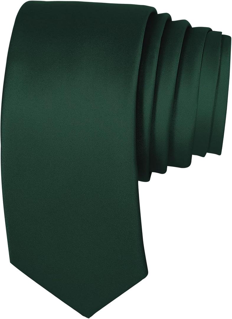 Black Ties Solid Pure Color Formal 2.35" (6CM) Slim Neckties Skinny Ties For Men (Green)