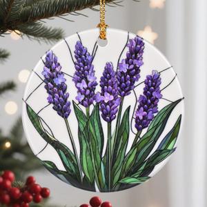 2 x Flower Hanging Ornament, Christmas Ornaments, Xmas Decorations for Tree, Ornaments for Christmas Tree, Holiday Ornament, Flower Themed Gifts, Holiday Party Gifts, Xmas Gift Ideas - Lavender
