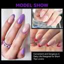 4 x Gelike ec Short Almond Nail Tips: 240PCS Soft Gel Tips for Almond Shaped Full Cover Gel Nail Tips Pre Etched - PMMA Resin Clear False Nails 10 Sizes