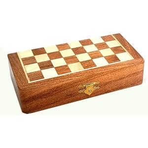 Giyana Wooden Magnetic Chess Set with Chess Pieces Folding Game Board with Storage Gifts for Family 7x7 Inch