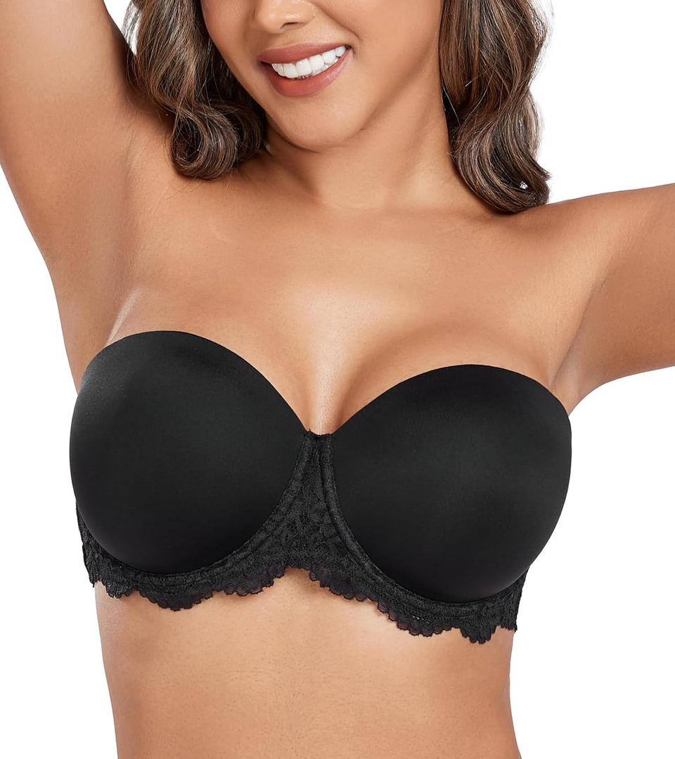DotVol Women's Plus Size Bra Full Figure Underwire Contour Beauty Back Lace Multiway Strapless Bra (38D)