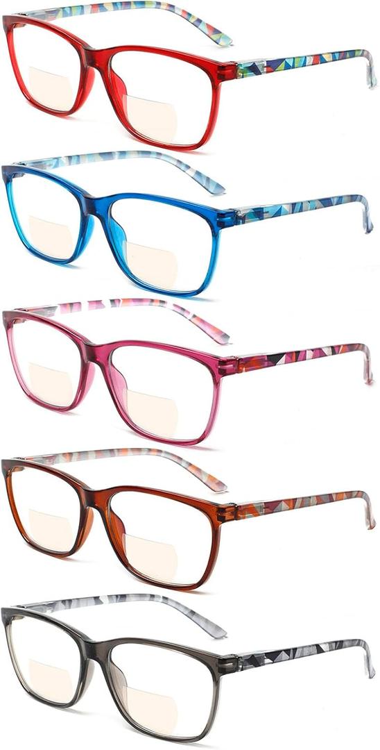 SIGVAN Bifocal Reading Glasses Blue Light Blocking Spring Hinge Fashion Pattern Print Eyeglasses for Women Men (multicolour 2, 2.50, x)