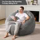 Hobestluk 5ft Bean Bag Chairs for Adults Large Beanbag Chair with Chevron Plush Fur Cover Big Bean Bag Chair for Living Room Bedroom Dorm Office - Grey (50 x 50 x 24)